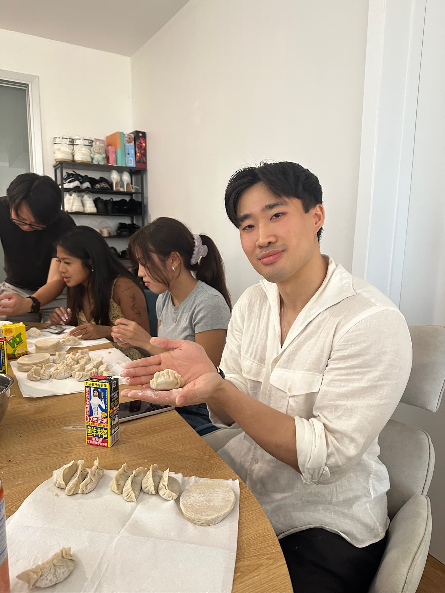 Guest showing a handmade dumpling