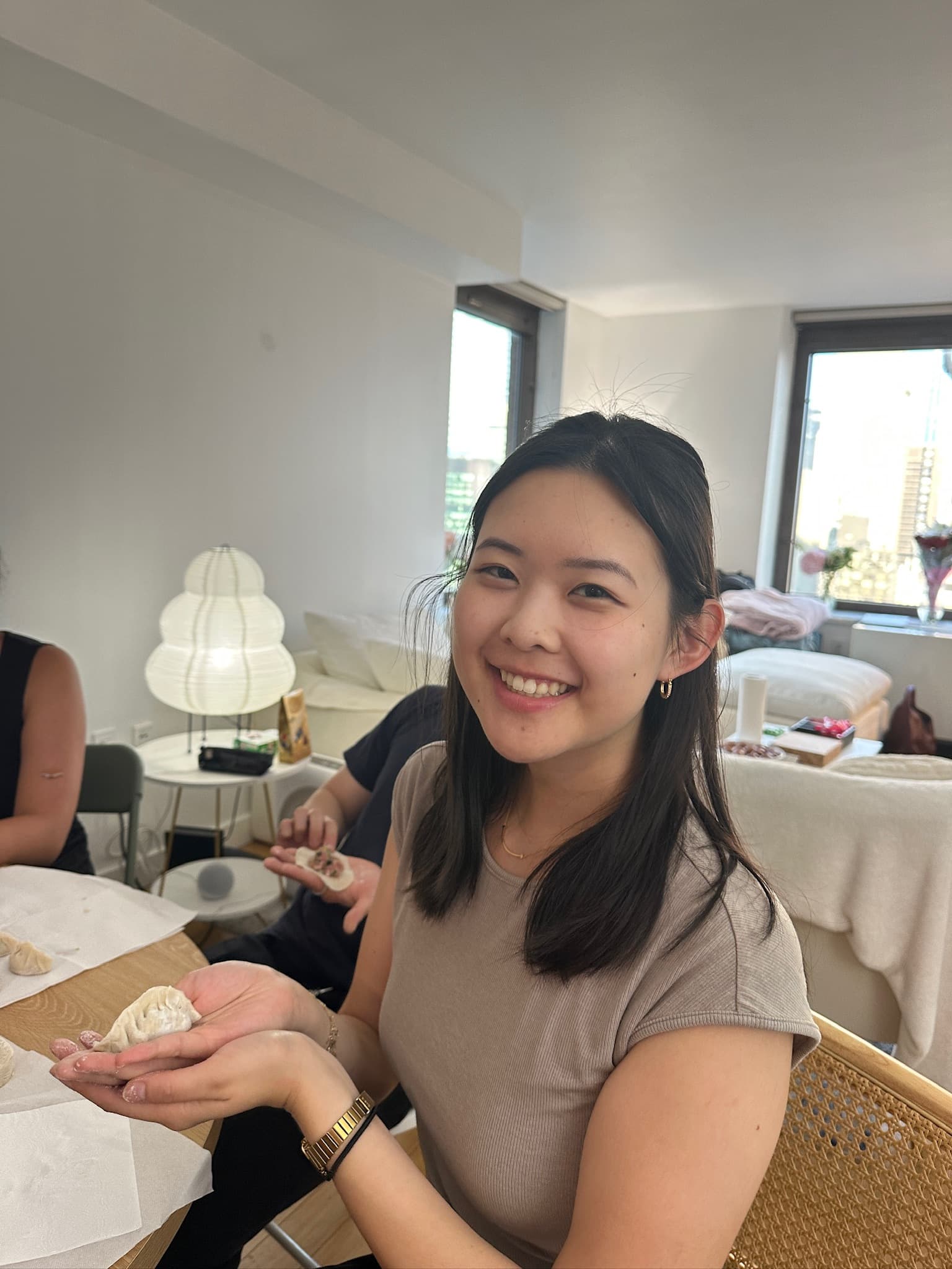 Guest at the dumpling-making table